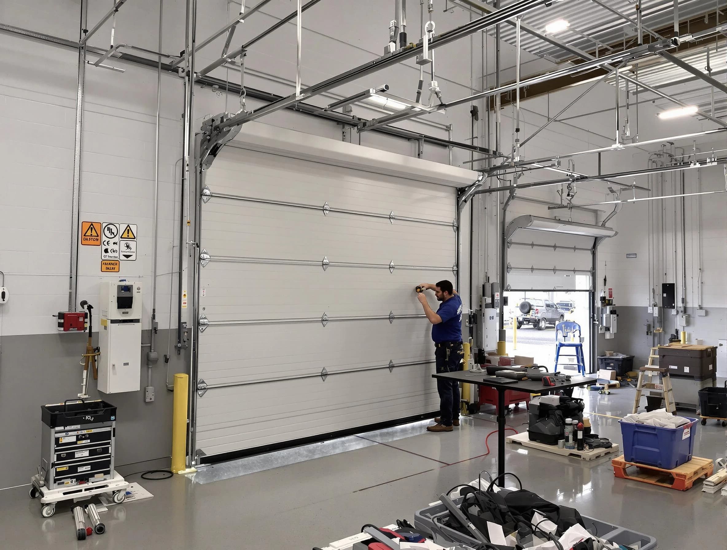 Commercial garage door repair being performed by Scottsdale Garage Door Repair expert in Scottsdale