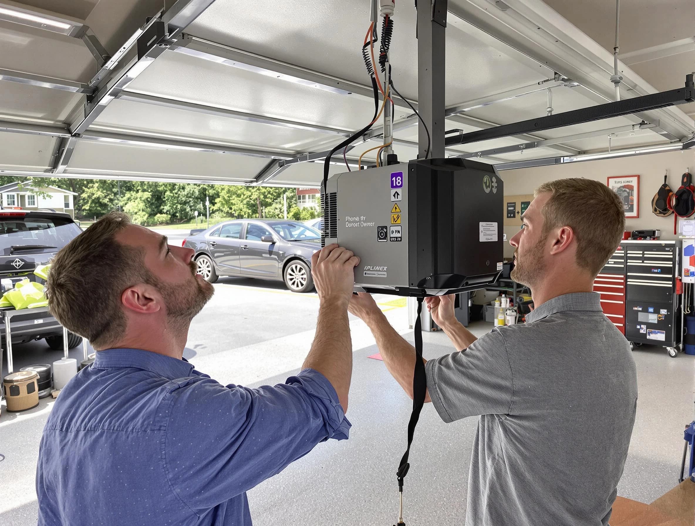 Scottsdale Garage Door Repair technician installing garage door opener in Scottsdale