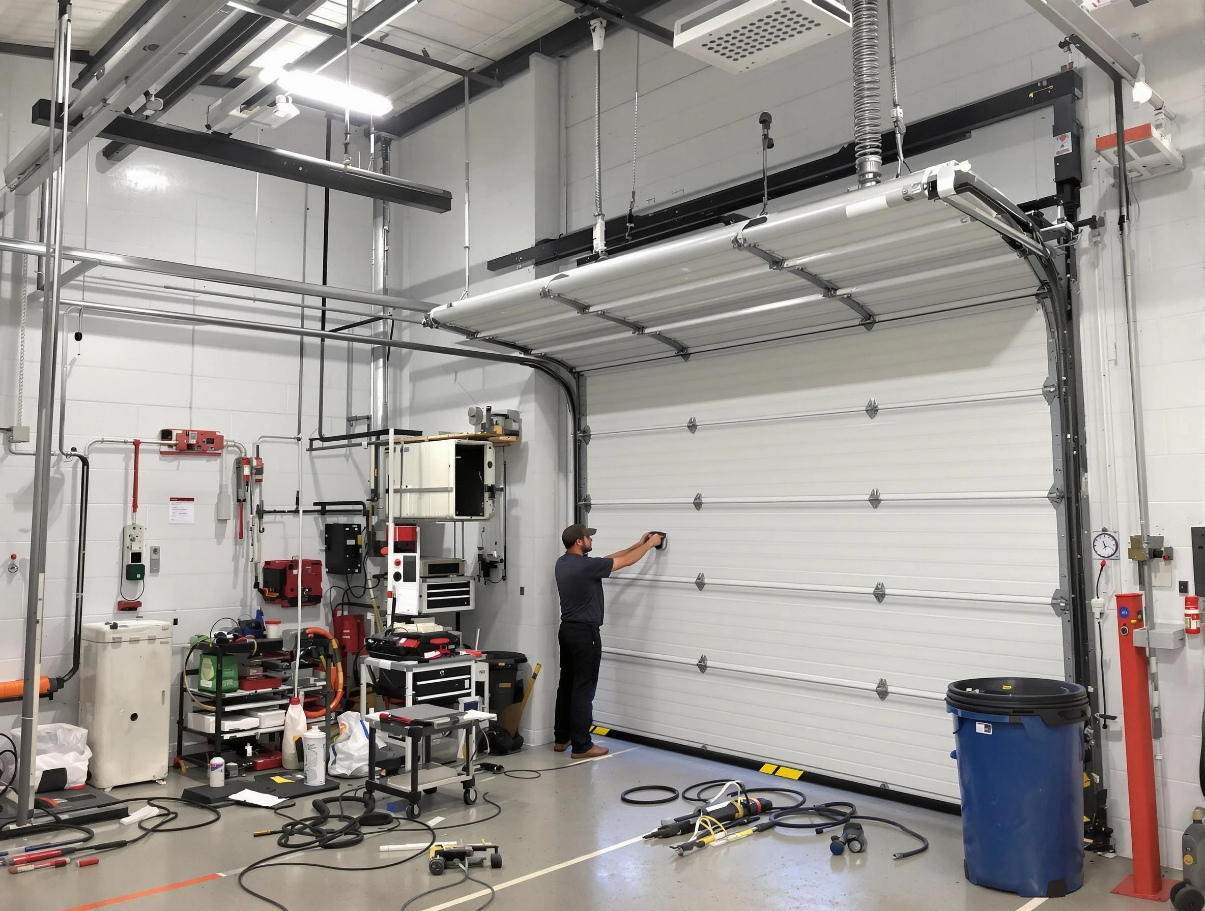Scottsdale Garage Door Repair certified technician performing commercial door repair at a Scottsdale business facility