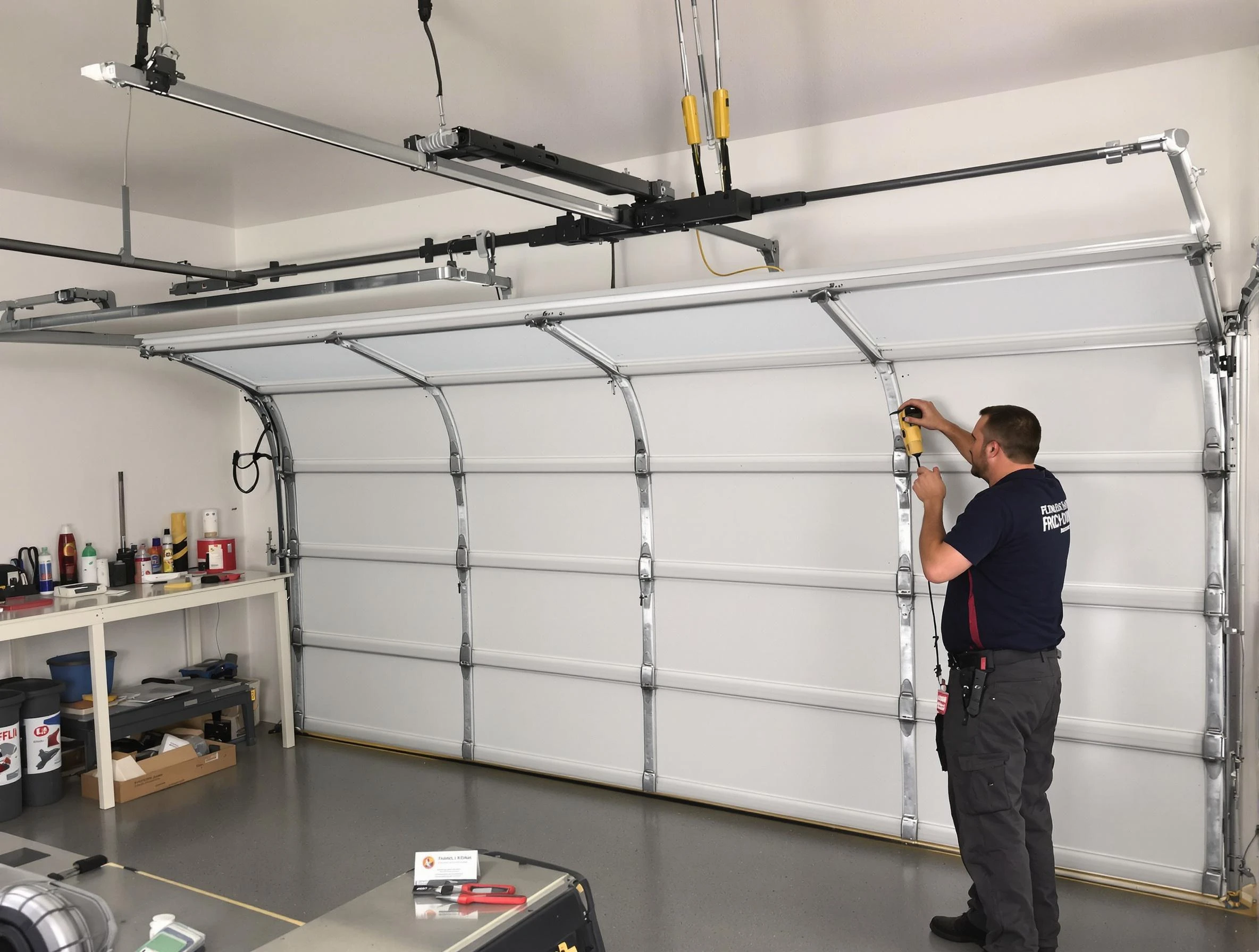 Scottsdale Garage Door Repair certified technician performing overhead door system repair in Scottsdale