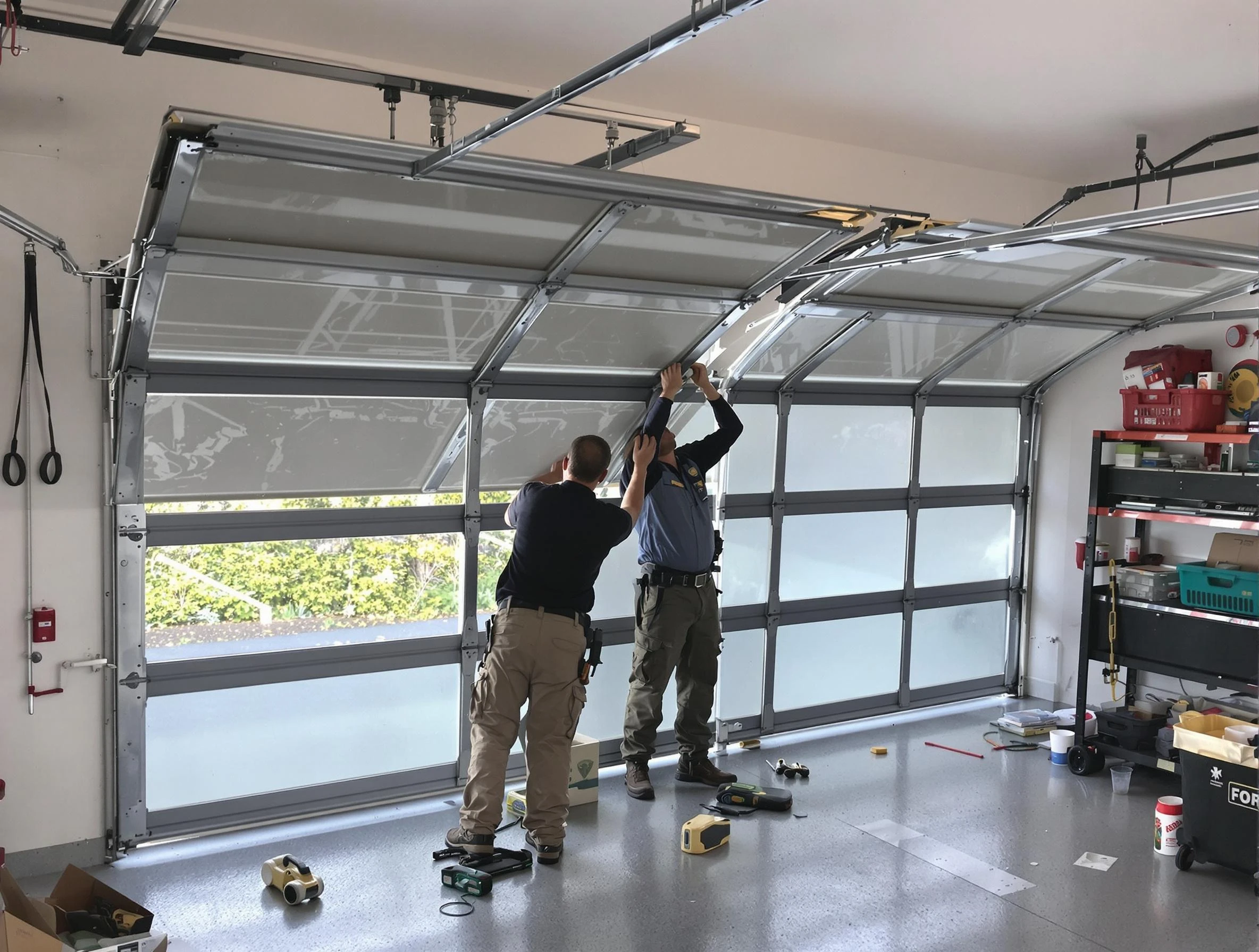 Scottsdale Garage Door Repair expert performing precise panel replacement on Scottsdale garage door
