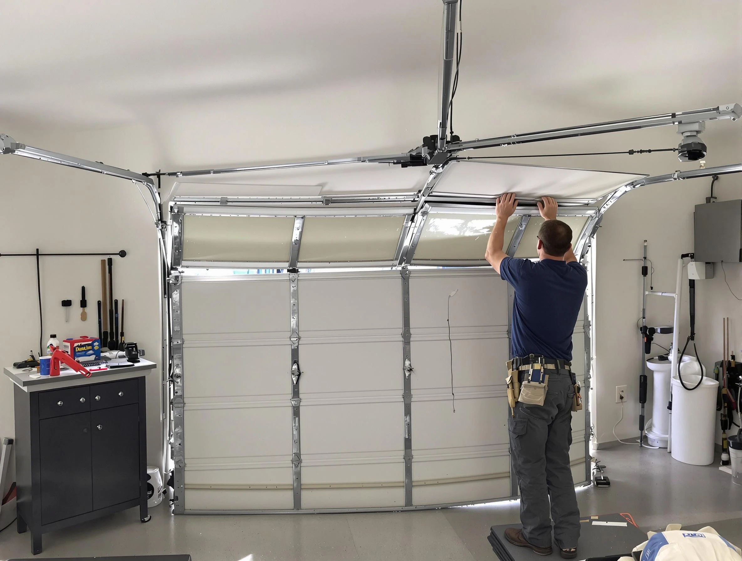 Scottsdale Garage Door Repair specialist performing precise section replacement on Scottsdale garage door